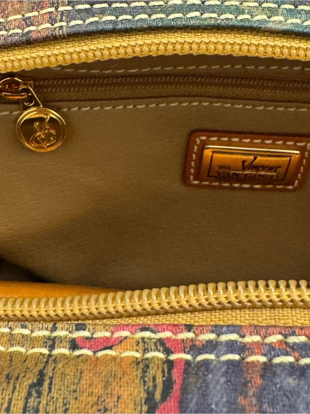 Van Gogh Brown Multi-Color Leather-Trim Satchel